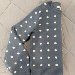 Winter polka dot blue and white sweater